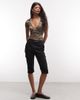 Collusion COLLUSION deep v-neck fitted top in camo-Green - 2