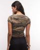 Collusion COLLUSION deep v-neck fitted top in camo-Green - 4