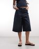 Collusion COLLUSION denim baggy culotte shorts in grunge blue dark wash - part of a set-Navy - 2