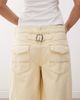 Collusion COLLUSION denim fitted jacket with cinch-back buckle in buttermilk-Yellow - 4