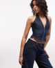 Collusion COLLUSION denim halterneck top in rinsewash - part of a set-Navy - 1