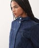 Collusion COLLUSION denim hooded argyle print jacket in rinse wash-Navy - 3