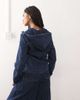 Collusion COLLUSION denim hooded argyle print jacket in rinse wash-Navy - 4