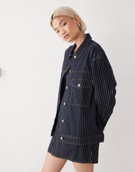 Collusion COLLUSION denim jacket in blue stripe - part of a set-Navy
