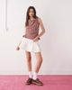 Collusion COLLUSION denim mini kilt skirt in ecru-Neutral - 2