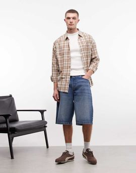 Collusion COLLUSION denim skater jorts in mid blue