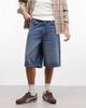 Collusion COLLUSION denim skater jorts in mid blue - 2