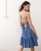 Collusion COLLUSION denim tie up backless mini dress in blue - 3