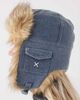 Collusion COLLUSION denim vintage trapper hat with faux fur trim in mid wash blue - 1