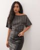 Collusion COLLUSION drape off shoulder relaxed T-shirt in all over stud in gray - 1