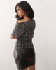 Collusion COLLUSION drape off shoulder relaxed T-shirt in all over stud in gray - 4
