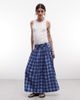 Collusion COLLUSION drop waist maxi skirt in blue plaid - 1