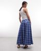 Collusion COLLUSION drop waist maxi skirt in blue plaid - 3