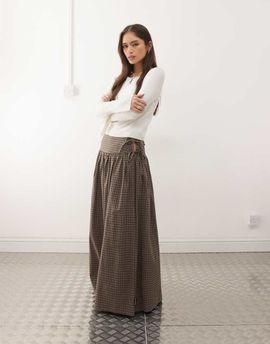 Collusion COLLUSION dropped waist printed maxi skirt in gray plaid