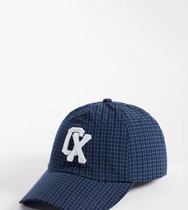 Collusion COLLUSION embroidered plaid nylon cap in navy