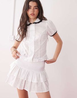 Collusion COLLUSION eyelet skirt in white - part of a set