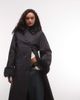 Collusion COLLUSION faux fur hooded trench coat in black - 1