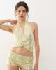 Collusion COLLUSION festival sequin cross over halter top in yellow - part of a set-Silver - 1
