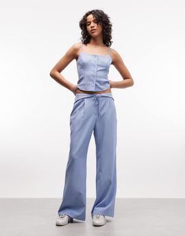 Collusion COLLUSION fit and flare pants in blue pinstripes - part of a set