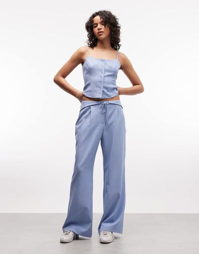 Collusion COLLUSION fit and flare pants in blue pinstripes - part of a set