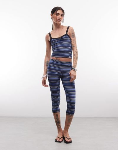 Collusion COLLUSION fitted capris in blue striped print - part of a set