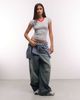 Collusion COLLUSION fitted contrast v-neck t-shirt in heather gray - 3