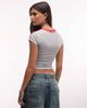 Collusion COLLUSION fitted contrast v-neck t-shirt in heather gray - 4