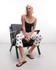 Collusion COLLUSION flared fold-over capri in white polka dot - 1