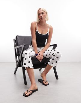 Collusion COLLUSION flared fold-over capri in white polka dot