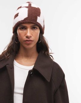 Collusion COLLUSION fluffy 67 number beanie in brown