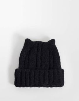 Collusion COLLUSION fluffy ear beanie in black