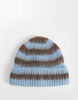 Collusion COLLUSION fluffy fisherman beanie in blue stripe