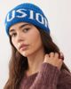 Collusion COLLUSION fluffy logo beanie in blue - 1