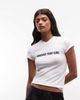 Collusion COLLUSION 'forever that girl' v-neck slogan baby tee in white - 1