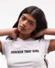 Collusion COLLUSION 'forever that girl' v-neck slogan baby tee in white - 3