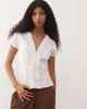 Collusion COLLUSION frill detailing short sleeve blouse in white - 1