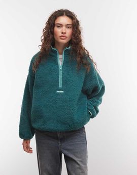 Collusion COLLUSION full zip fleece borg jacket in green