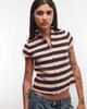 Collusion COLLUSION funnel neck striped cardigan in pink and brown - 1