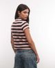Collusion COLLUSION funnel neck striped cardigan in pink and brown - 4