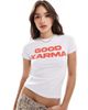 Collusion COLLUSION good karma slogan baby tee-White - 1