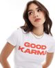 Collusion COLLUSION good karma slogan baby tee-White - 4