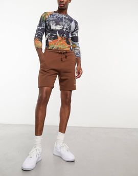 Collusion COLLUSION jersey shorts in dark brown