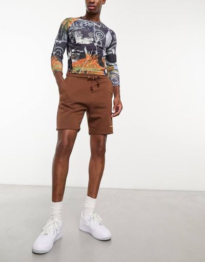 Collusion COLLUSION jersey shorts in dark brown