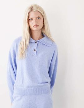 Collusion COLLUSION knit oversized button up sweater in soft blue - part of a set