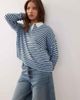 Collusion COLLUSION knit stripe polo sweater in blue-Green - 1