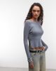 Collusion COLLUSION knitted slash neck top in gray-NEUTRAL - 1