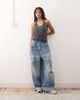 Collusion COLLUSION knot detail halter top in blue stripe - 2