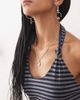 Collusion COLLUSION knot detail halter top in blue stripe - 3