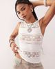 Collusion COLLUSION lace high neck sleeveless top in cream-White - 1
