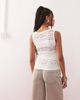 Collusion COLLUSION lace high neck sleeveless top in cream-White - 4